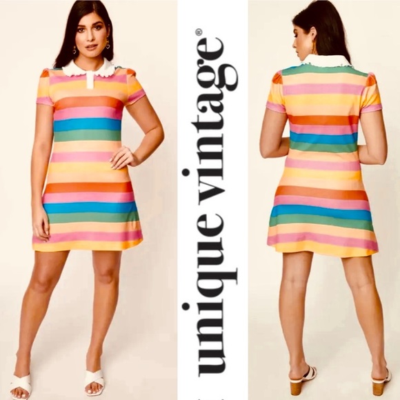 Unique Vintage Rainbow Dress, Size 4, MSRP $68 - Picture 2 of 9